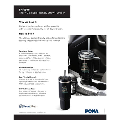 Black Thor 40oz Straw Tumbler
