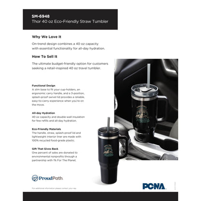 Black Thor 40oz Straw Tumbler