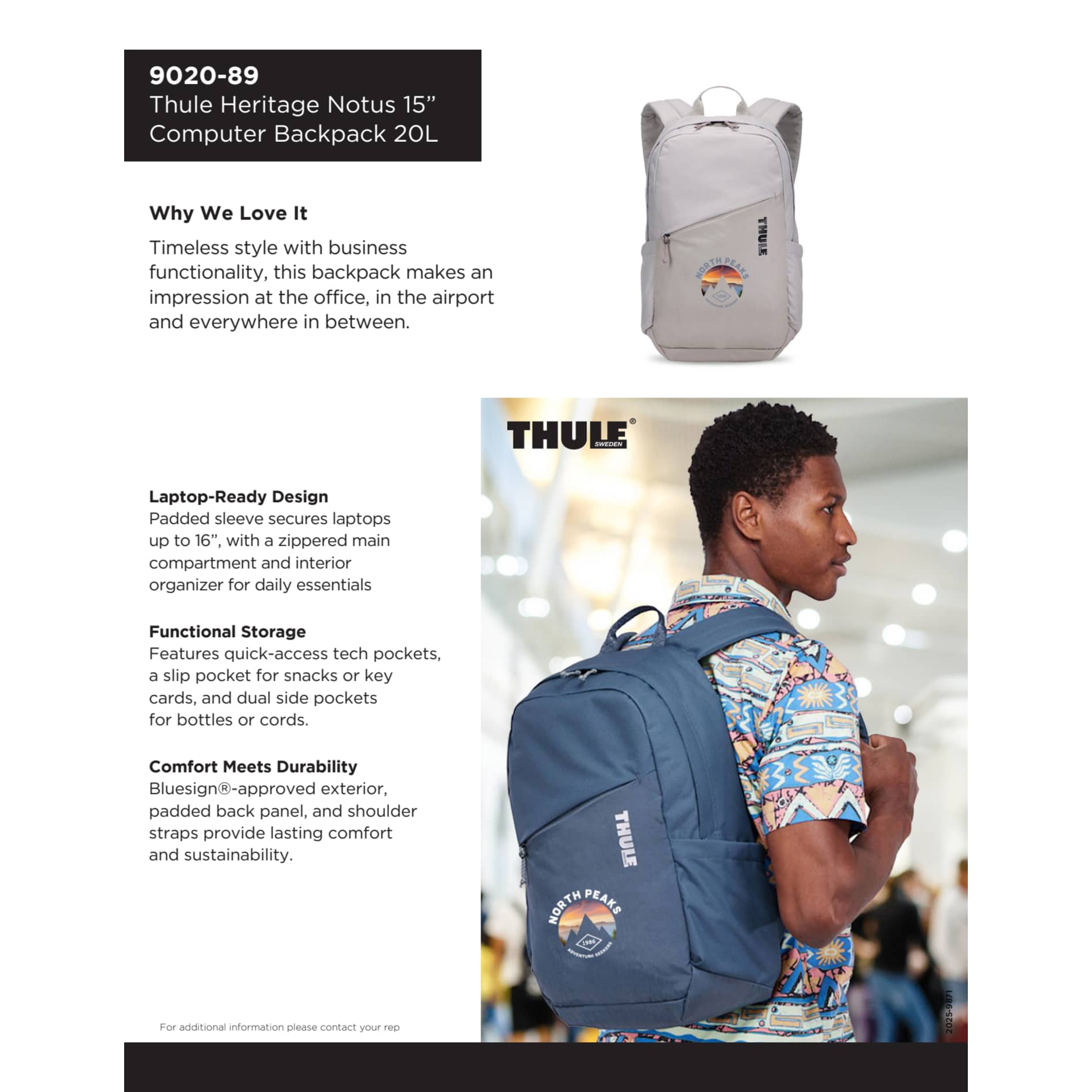 Black Thule Heritage Notus 16" Computer Backpack 20L