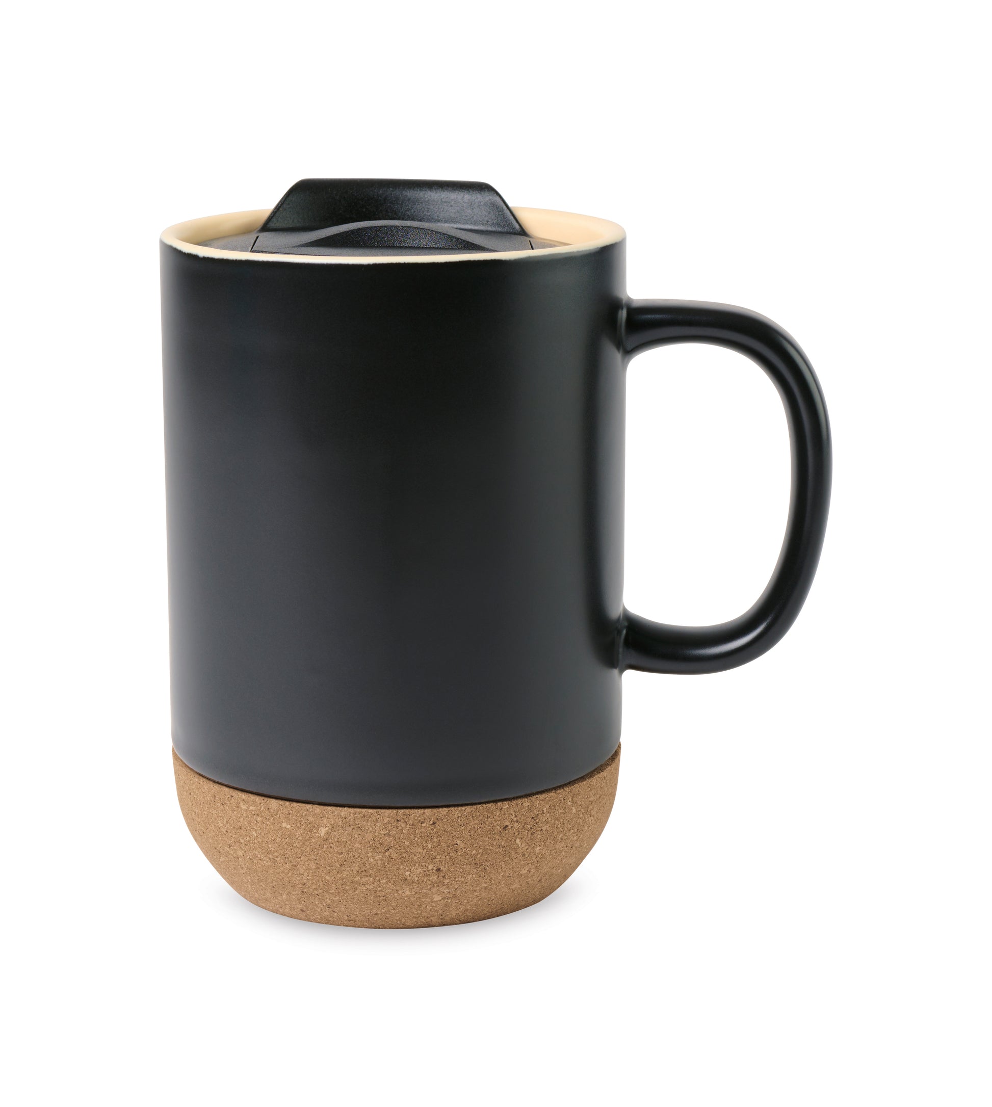 Black Valo Ceramic Lidded Mug - 14 Oz. plain