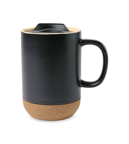 Black Valo Ceramic Lidded Mug - 14 Oz. plain