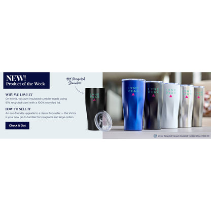 Black Victor Recycled Vacuum Insulated Tumbler 20oz
