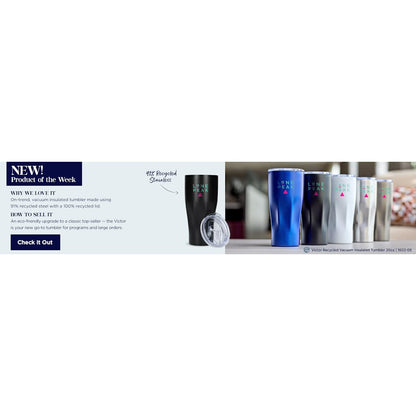 Black Victor Recycled Vacuum Insulated Tumbler 20oz