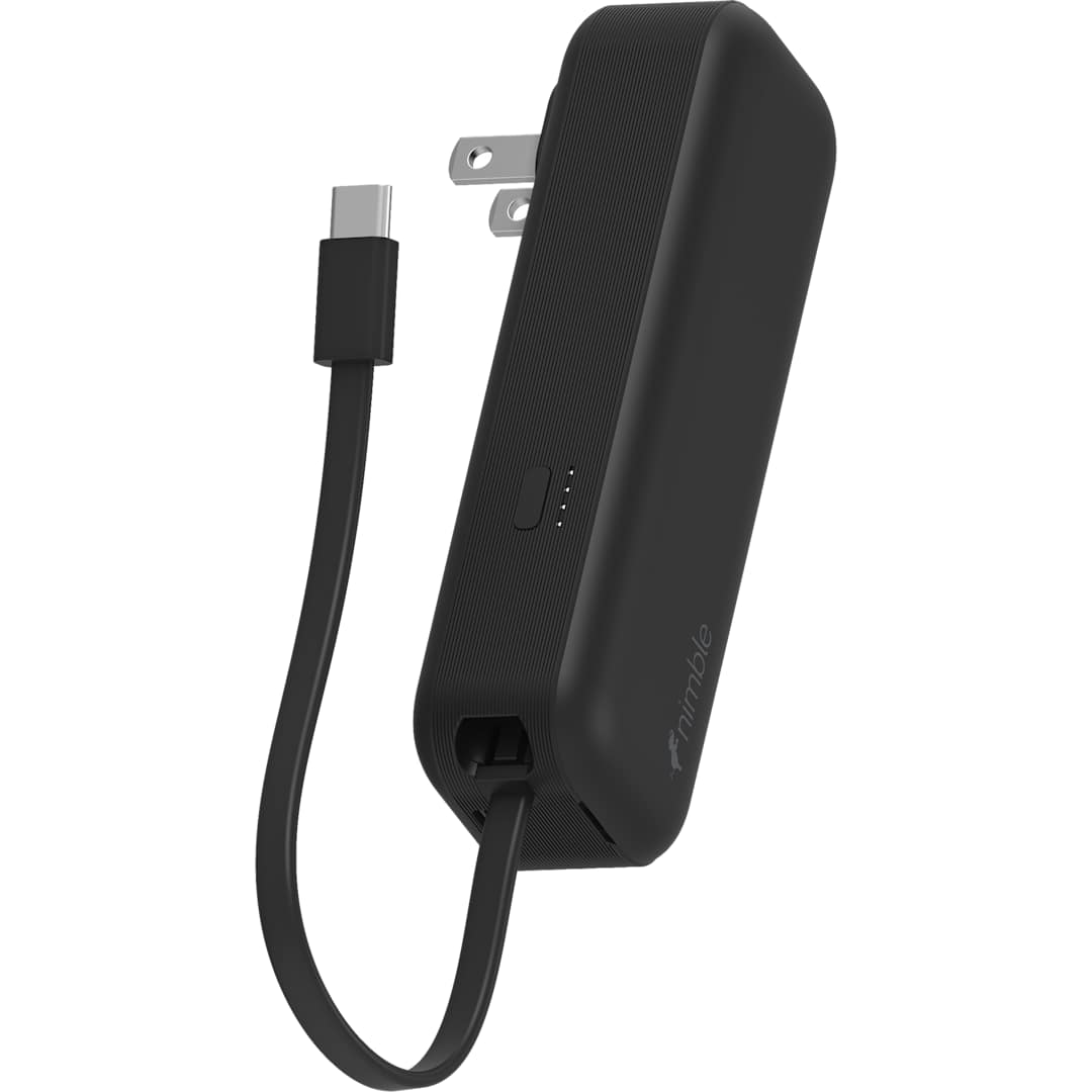 Black Wally Pro 20 5000 mAh Powerbank and Wall Charger plain