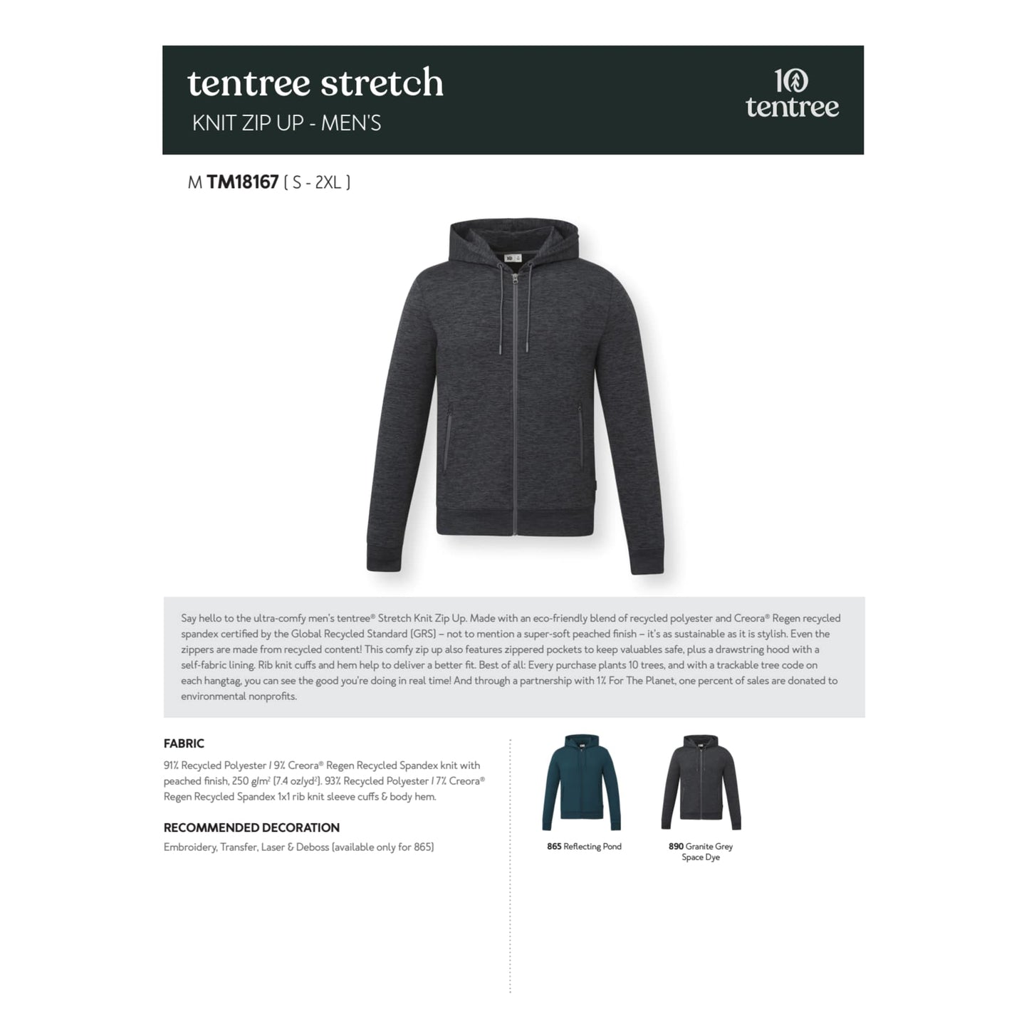 Blue tentree Stretch Knit Zip Up - Men's
