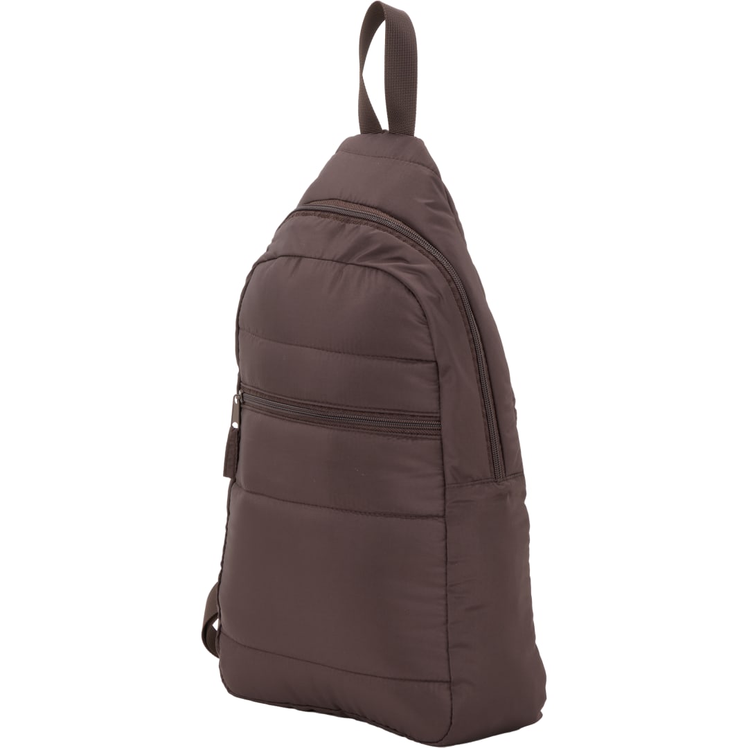 Brown Puffer Recycled Sling Backpack plain