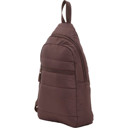 Brown Puffer Recycled Sling Backpack plain