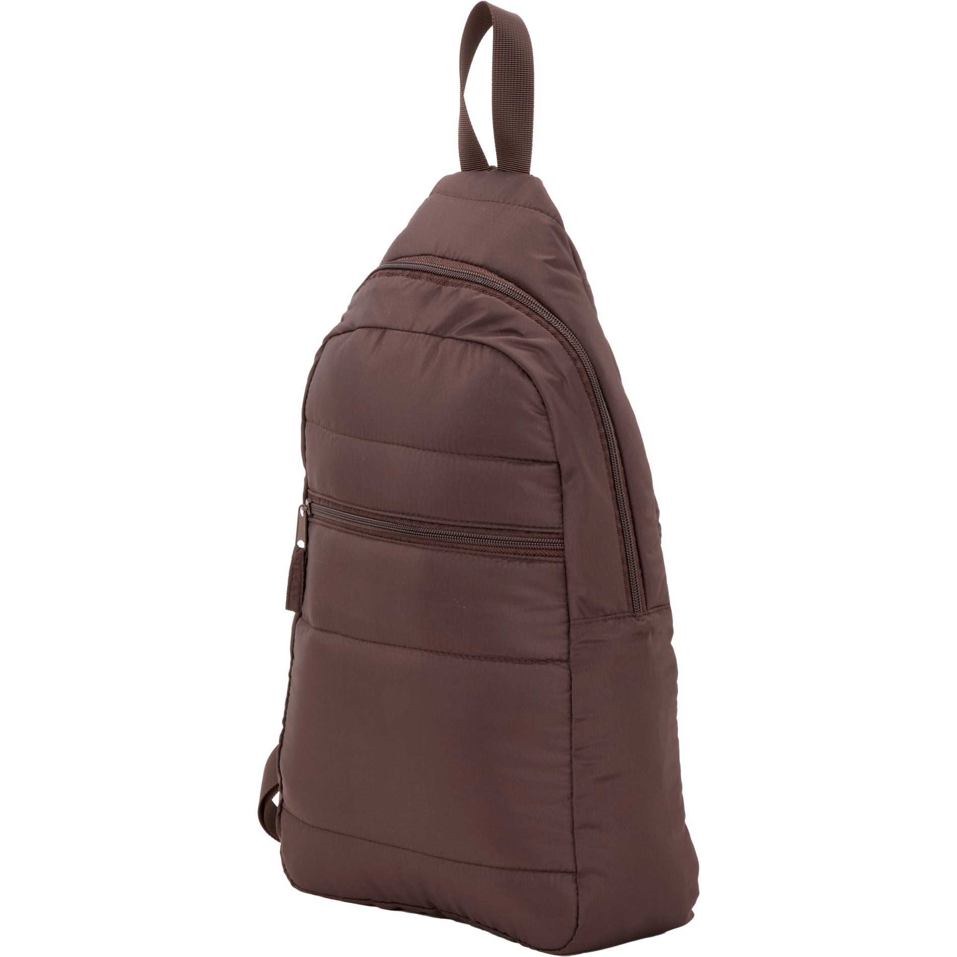 Brown Puffer Recycled Sling Backpack plain