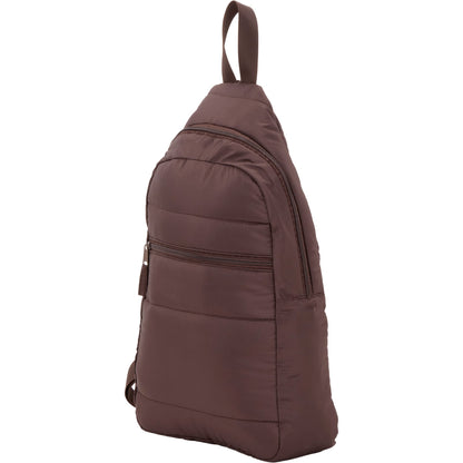 Brown Puffer Recycled Sling Backpack plain