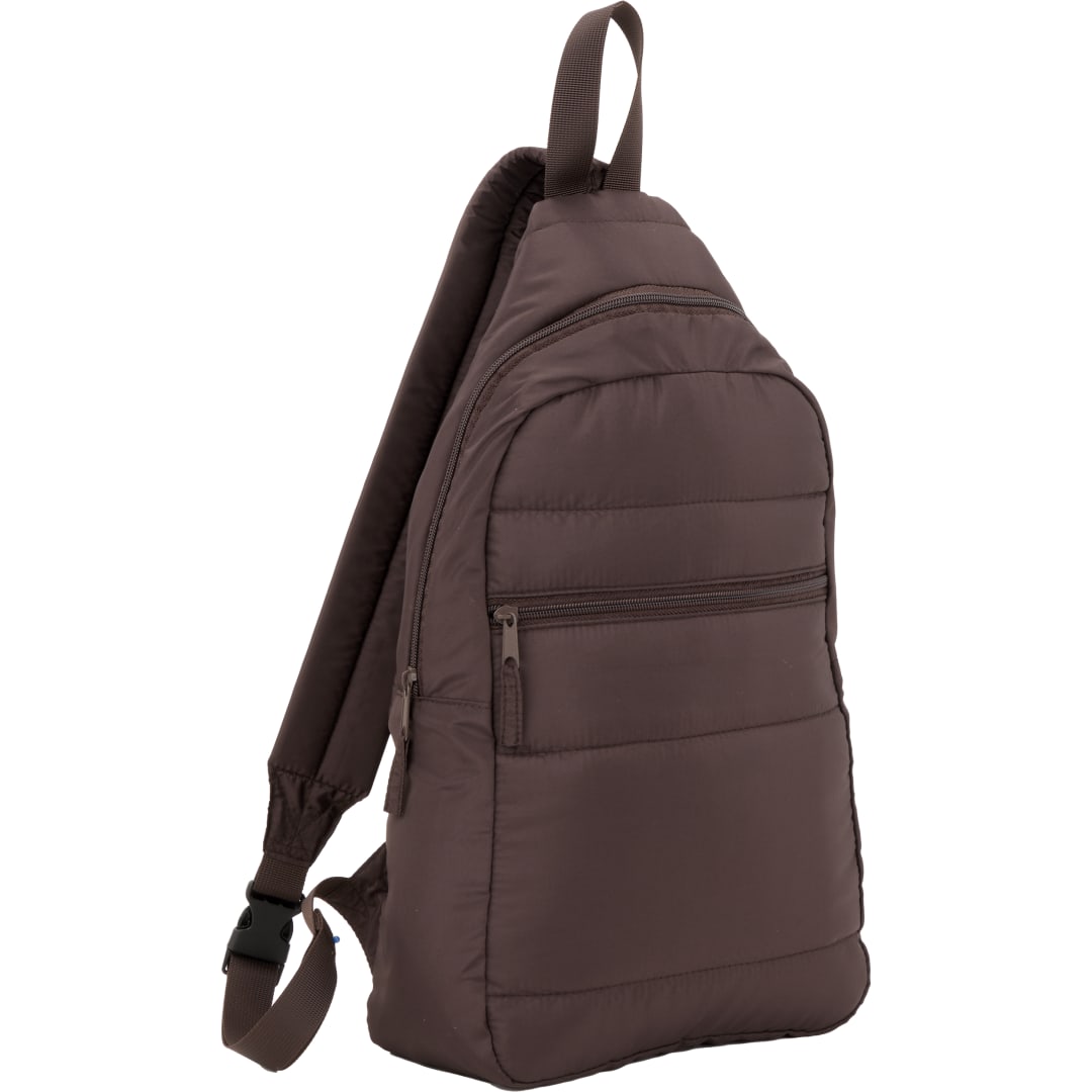 Brown Puffer Recycled Sling Backpack plain