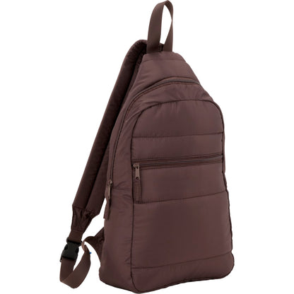Brown Puffer Recycled Sling Backpack plain