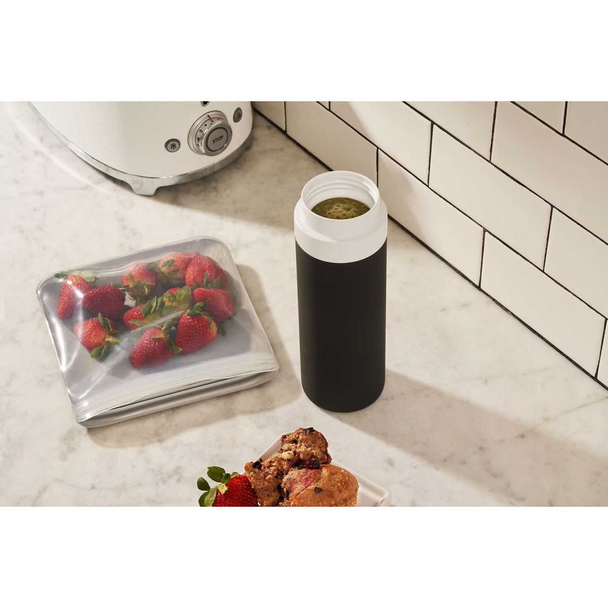 Charcoal W&P Drink Through Insulated Ceramic Bottle -20 oz