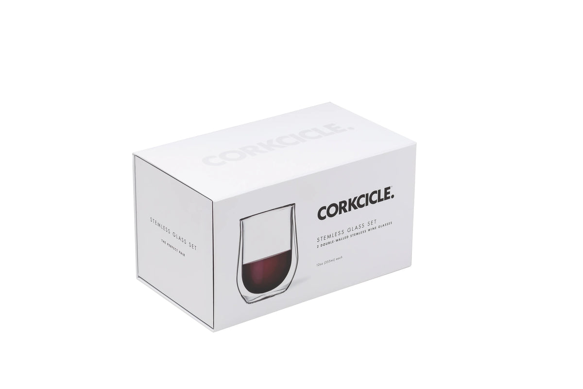 Clear CORKCICLE® Stemless Glass Set (2) plain