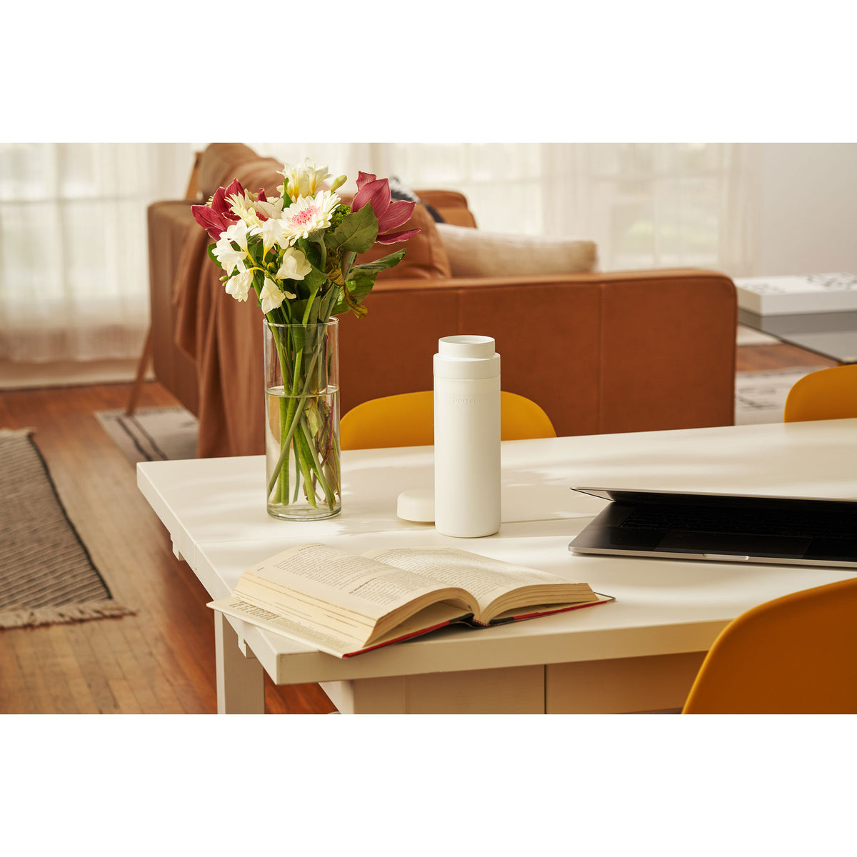 Cream W&P Drink Through Insulated Ceramic Bottle -20 oz