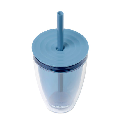 Elemental Blue Cool Gear® Oasis Straw Bottle - 14 Oz. plain