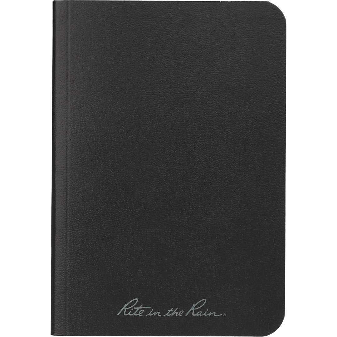 Front View of Black 3.5" x 5.25" Rite in the Rain Soft Cover Notebook plain