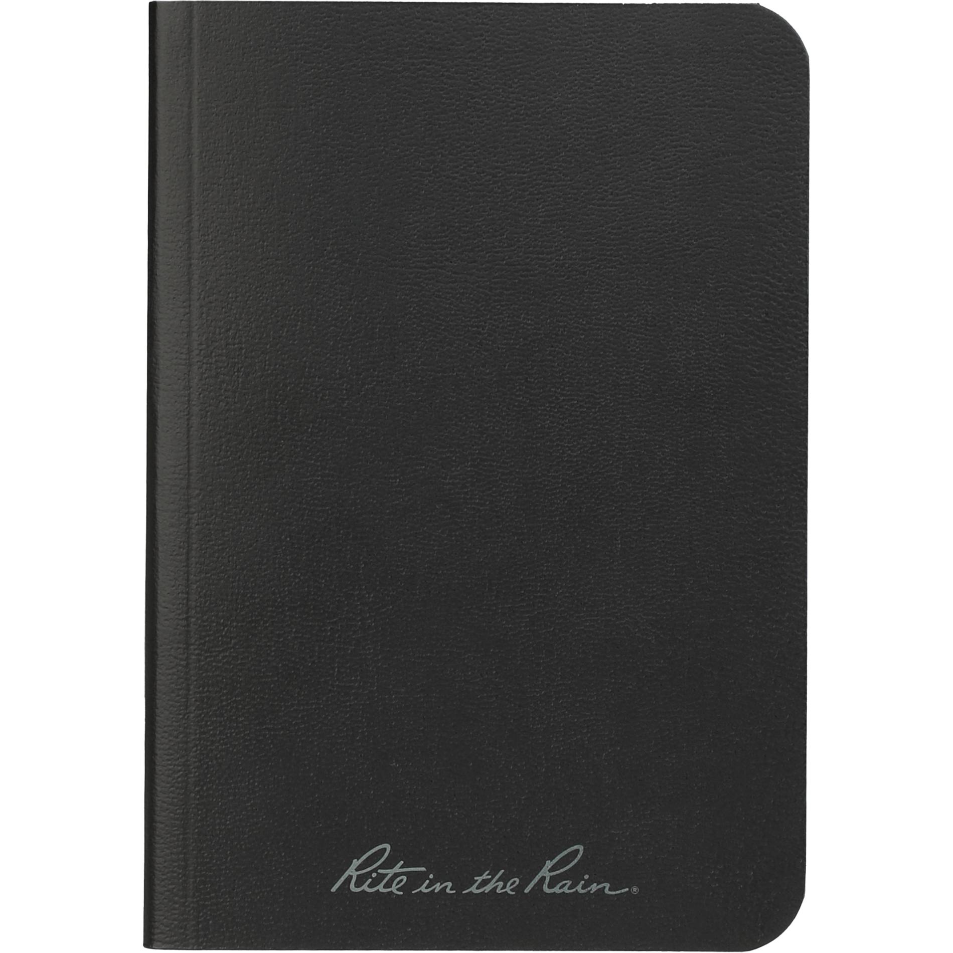 Front View of Black 3.5" x 5.25" Rite in the Rain Soft Cover Notebook plain