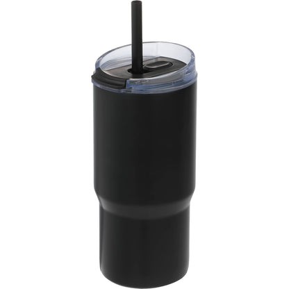 Front View of Black Auxo 24oz Double Wall Vacuum Insulated Tumbler plain