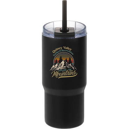 Front View of Black Auxo 24oz Double Wall Vacuum Insulated Tumbler