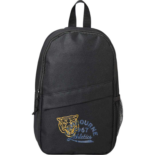 Front View of Black Barton Recycled Sling Backpack