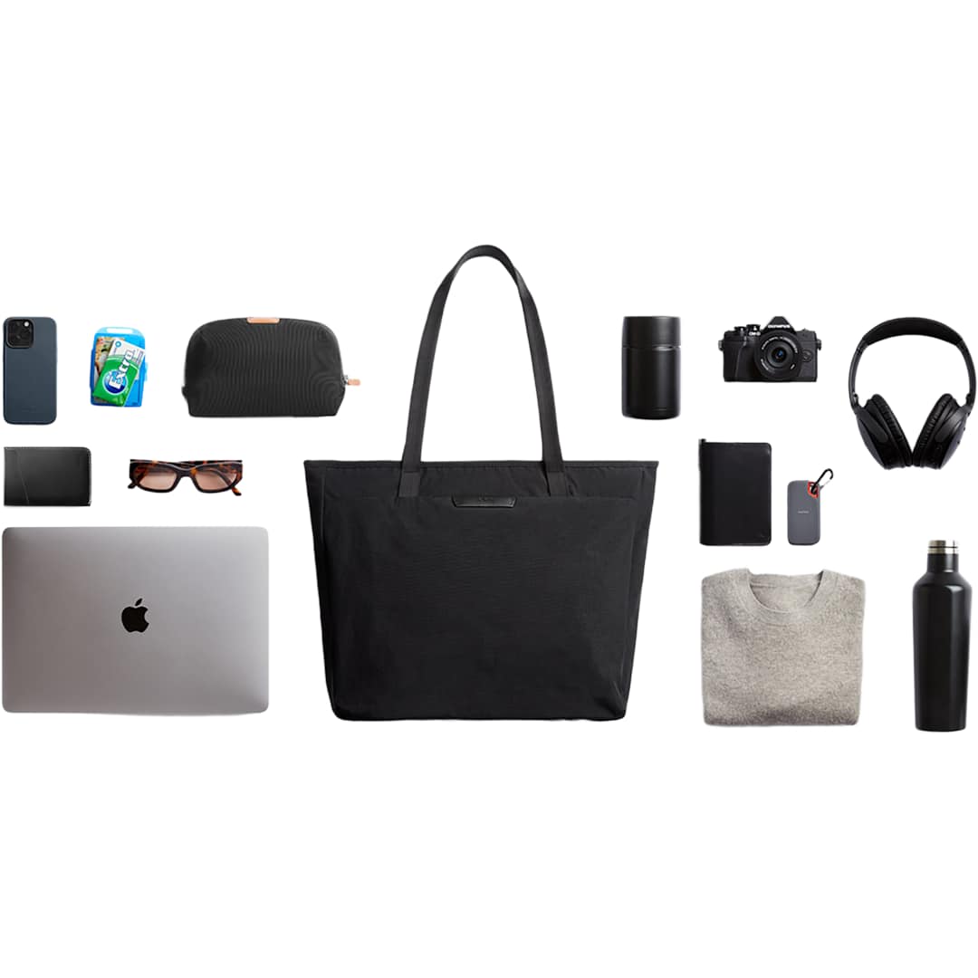 Front View of Black Bellroy Tokyo Tote plain