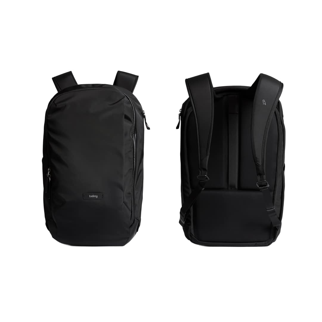 Front View of Black Bellroy Transit Workpack 20L Backpack plain