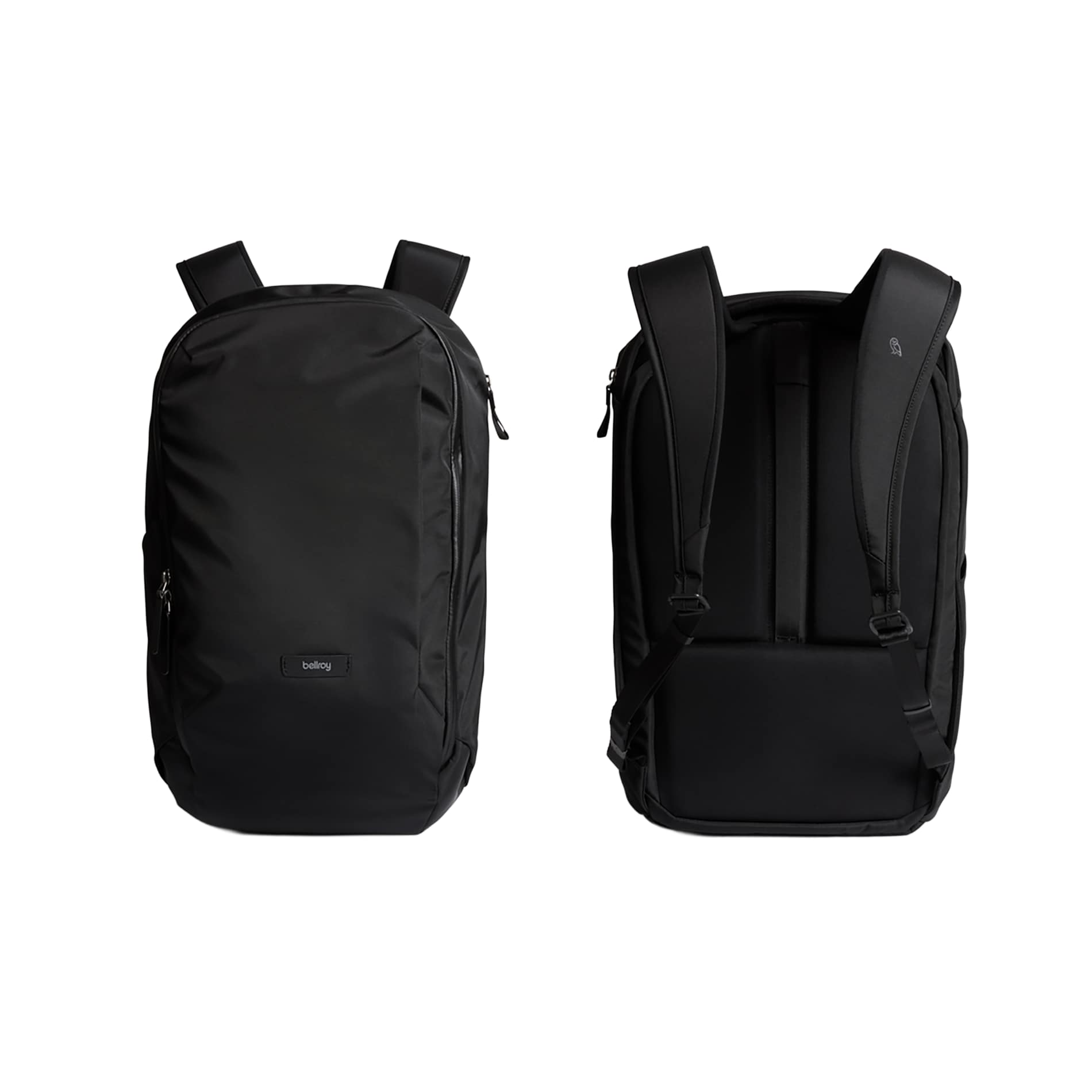 Front View of Black Bellroy Transit Workpack 20L Backpack plain