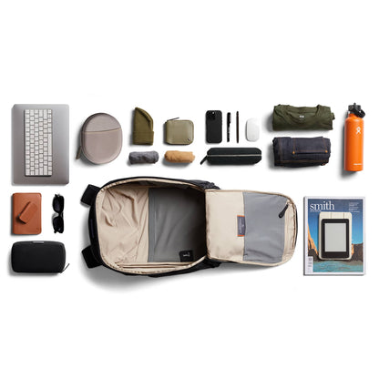 Front View of Black Bellroy Transit Workpack 20L Backpack