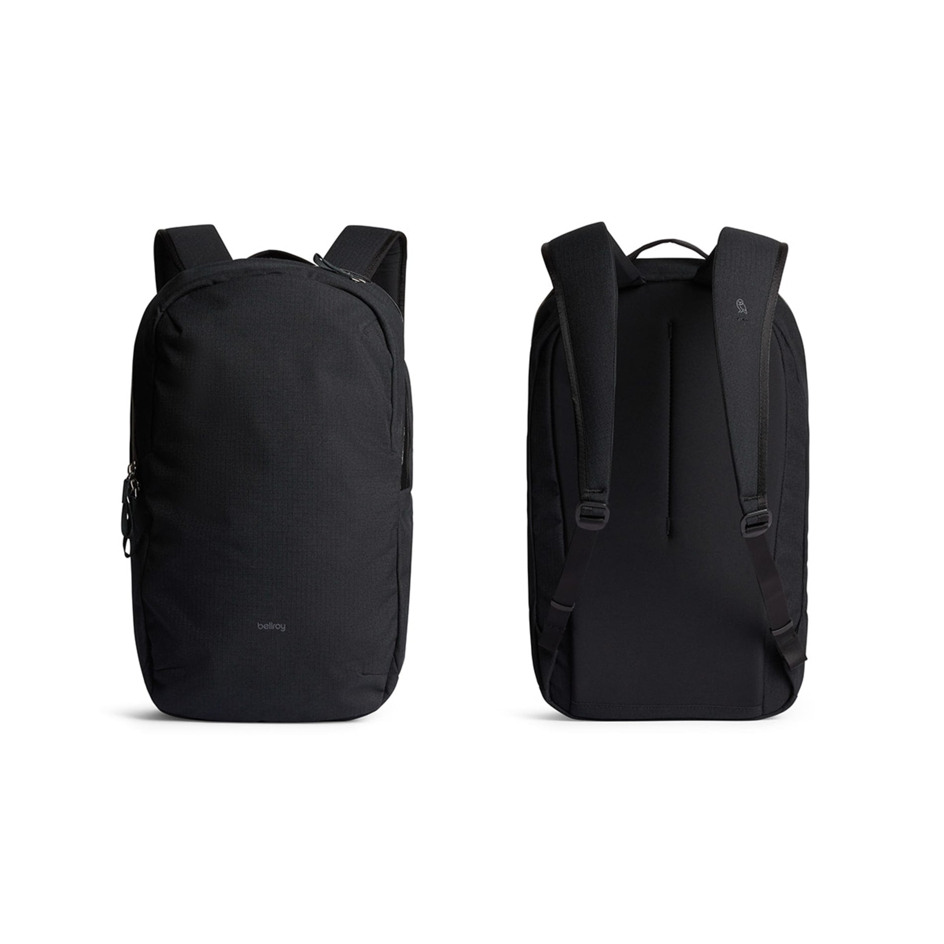 Front View of Black Bellroy Via 16" Computer Backpack plain