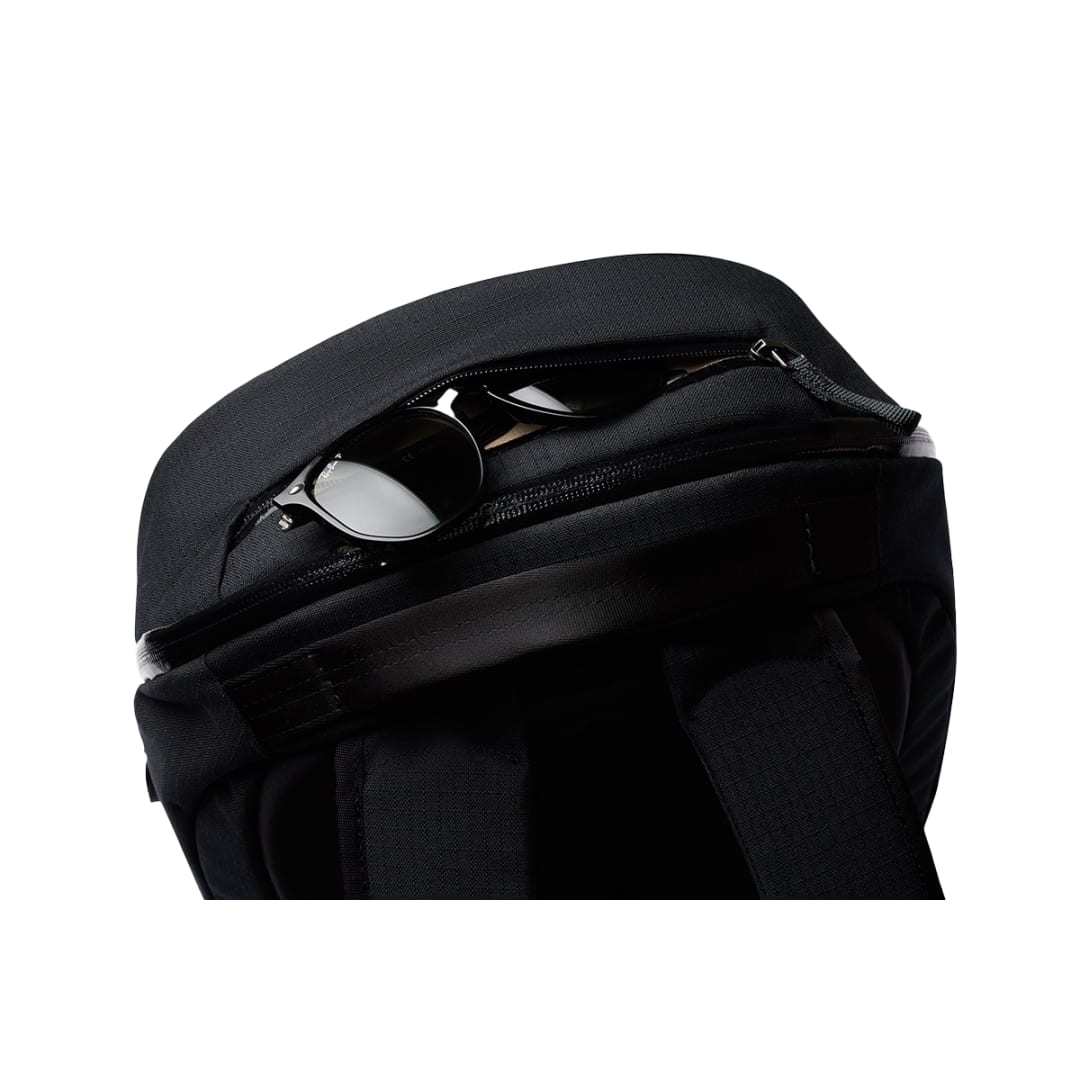 Front View of Black Bellroy Via 16" Computer Backpack plain