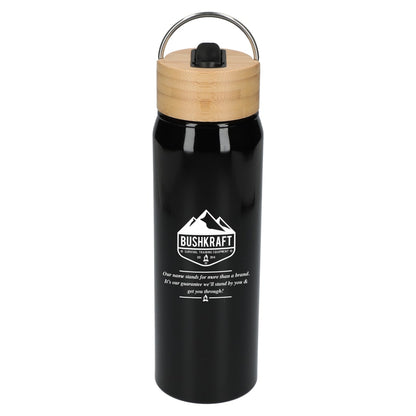 Front View of Black Billy 26oz ECO Aluminum Bottle w/ FSC® Bamboo Lid