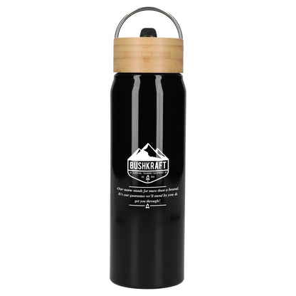 Front View of Black Billy 26oz ECO Aluminum Bottle w/ FSC® Bamboo Lid