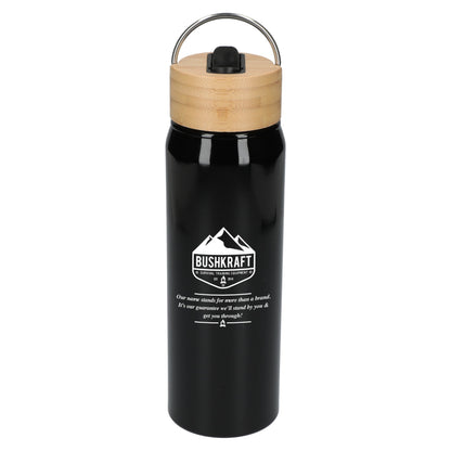 Front View of Black Billy 26oz ECO Aluminum Bottle w/ FSC® Bamboo Lid