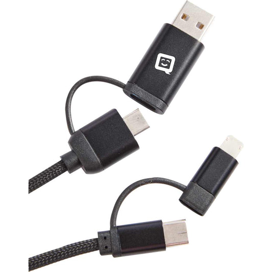 Front View of Black Boost 5-in-1 Long 65W PD Charging Cable