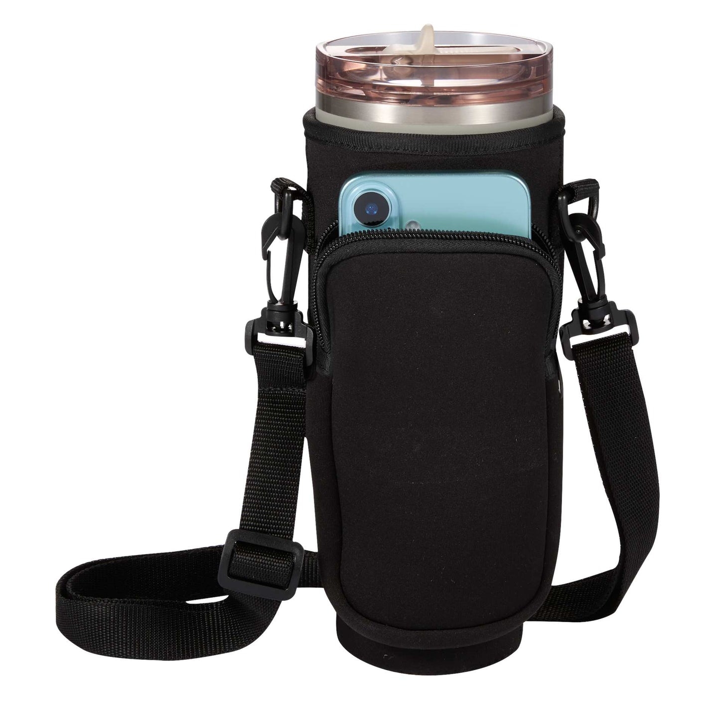 Front View of Black Bottle Buddy Sling plain