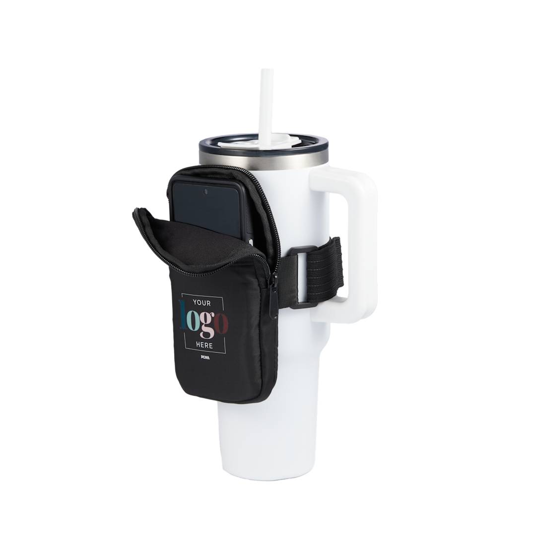 Front View of Black Bottle Buddy Water Bottle Pouch