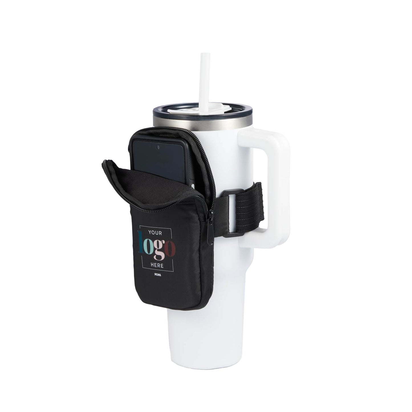Front View of Black Bottle Buddy Water Bottle Pouch