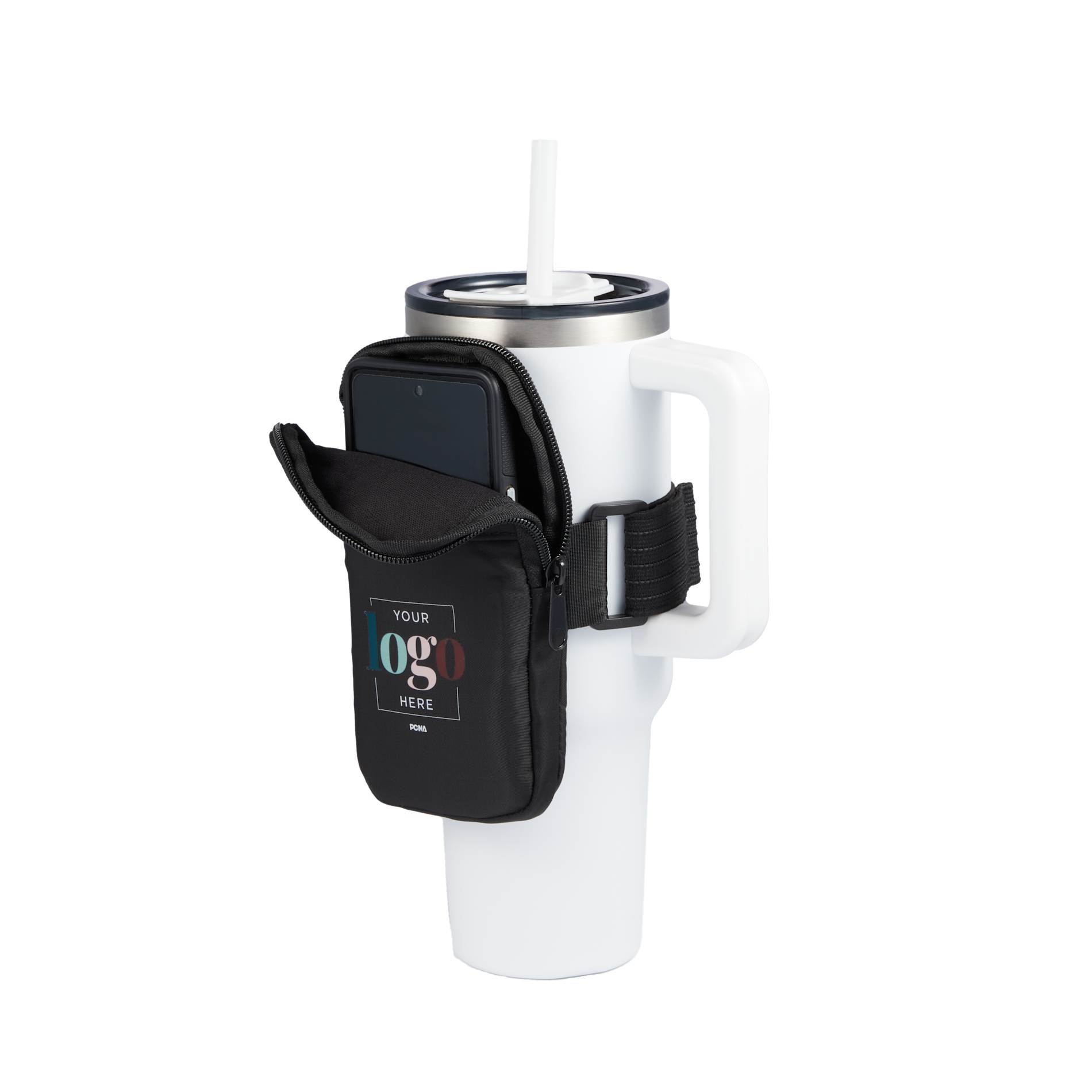 Front View of Black Bottle Buddy Water Bottle Pouch