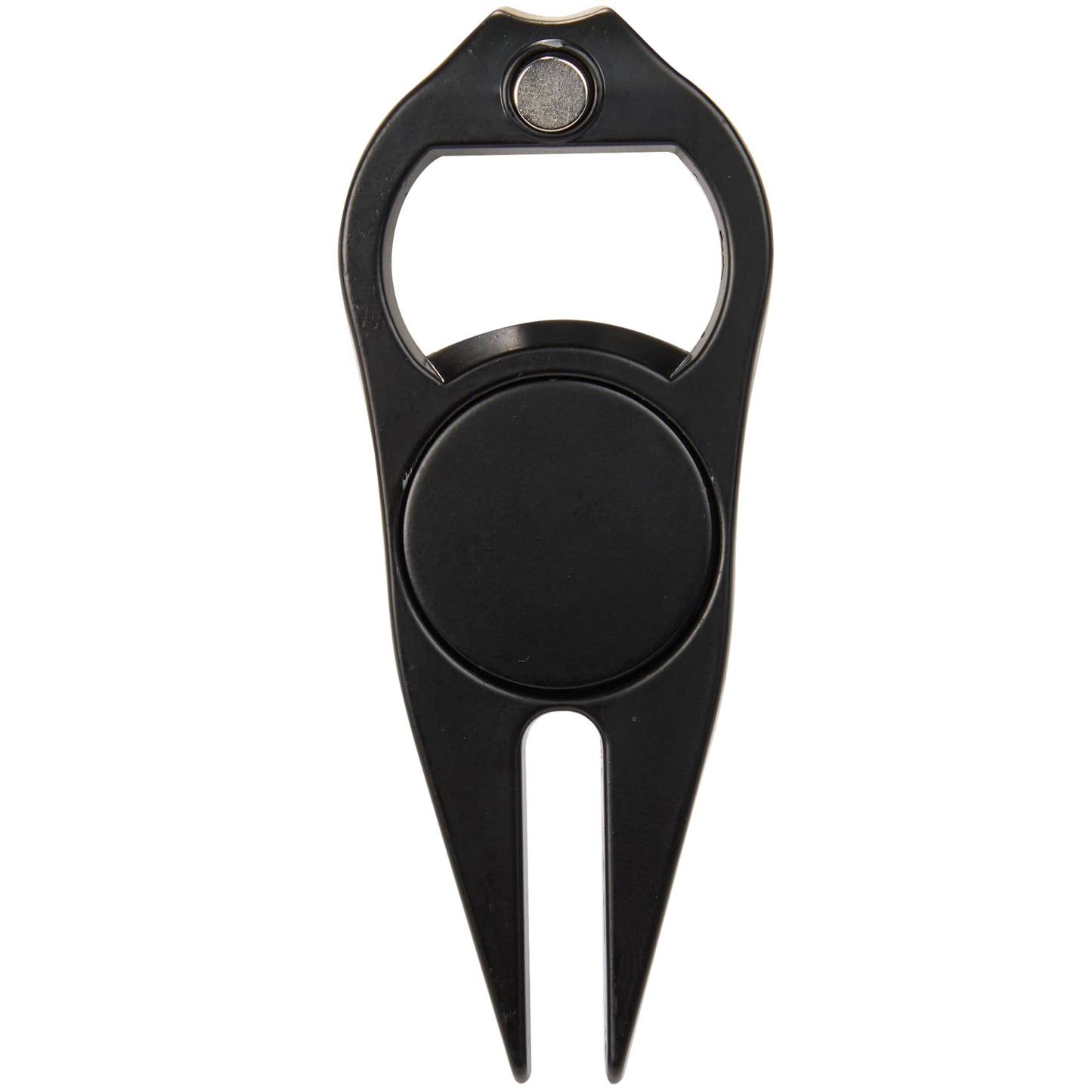 Front View of Black Bottle Opener Divot Tool with Ball Marker plain