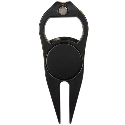 Front View of Black Bottle Opener Divot Tool with Ball Marker plain