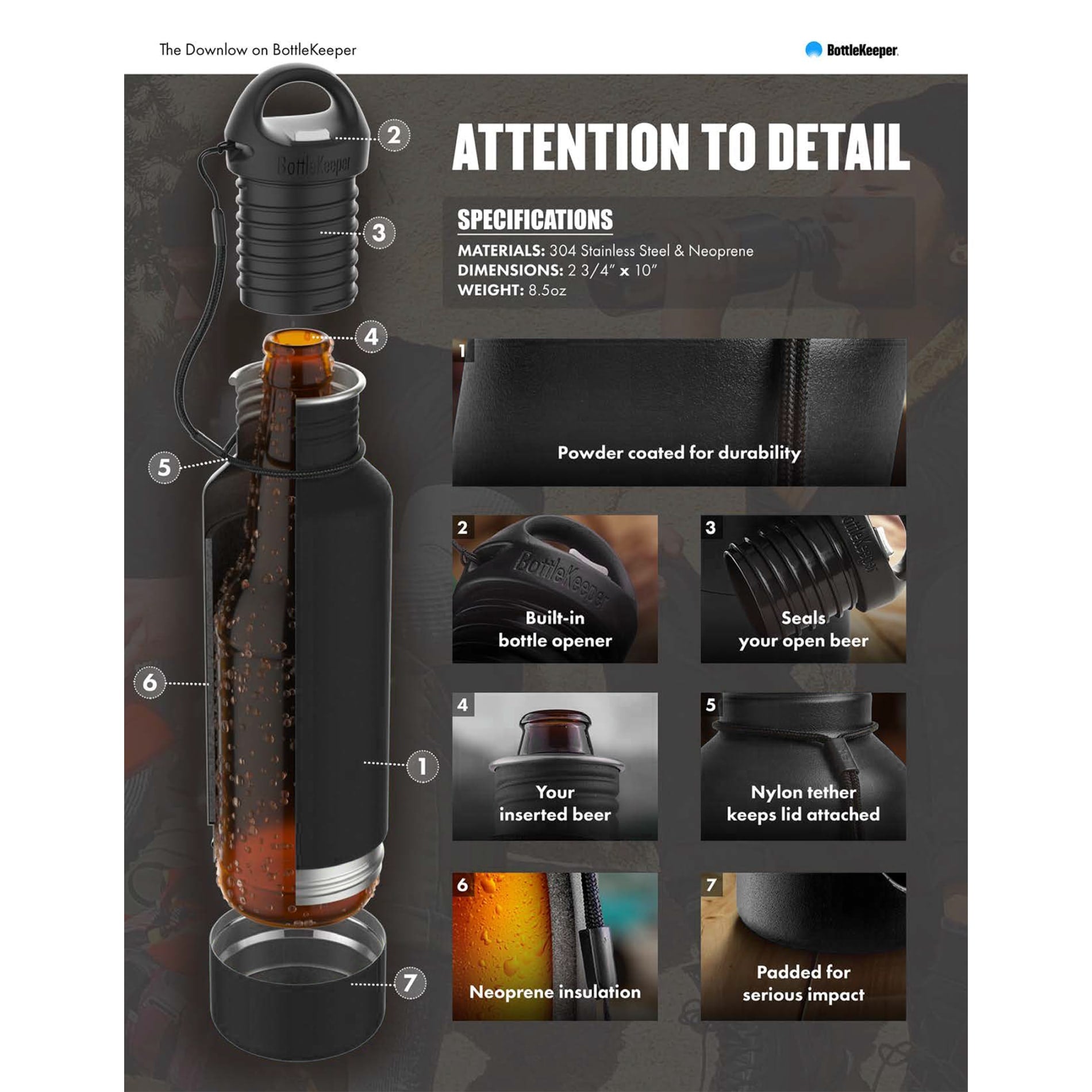 Front View of Black BottleKeeper Standard 2.0