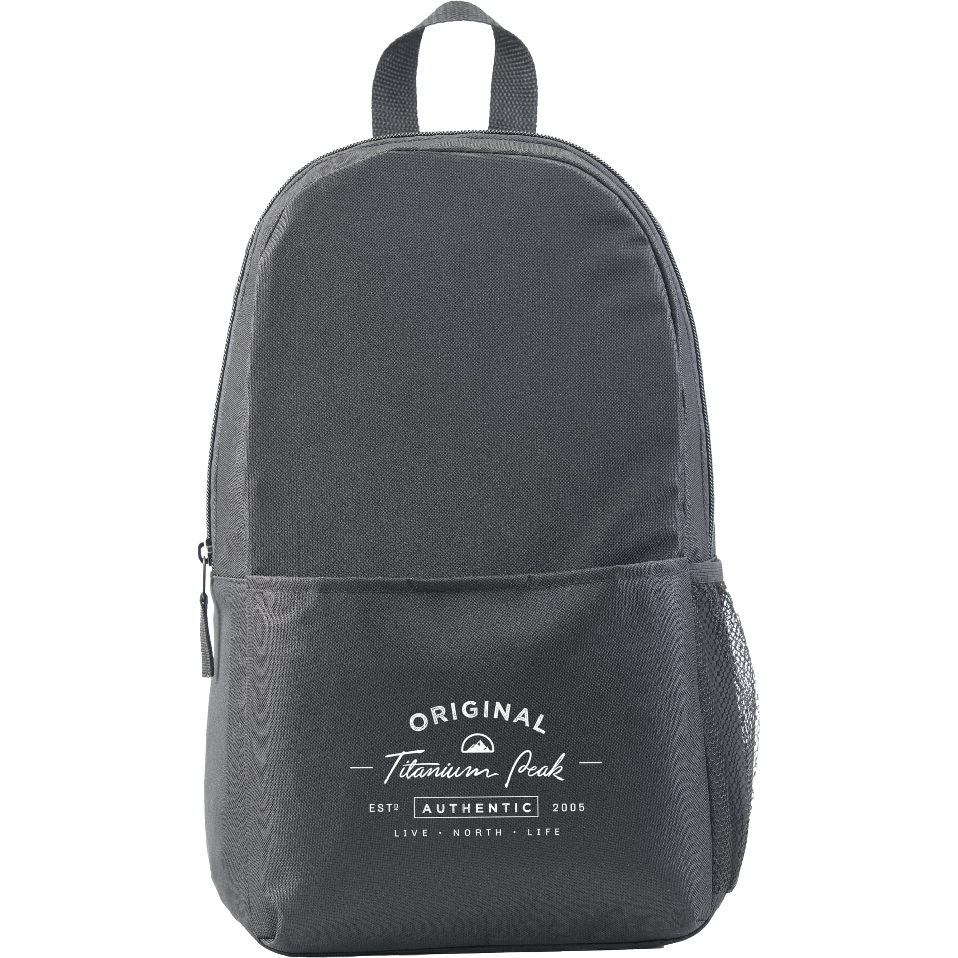 Front View of Black Brix Recycled Backpack