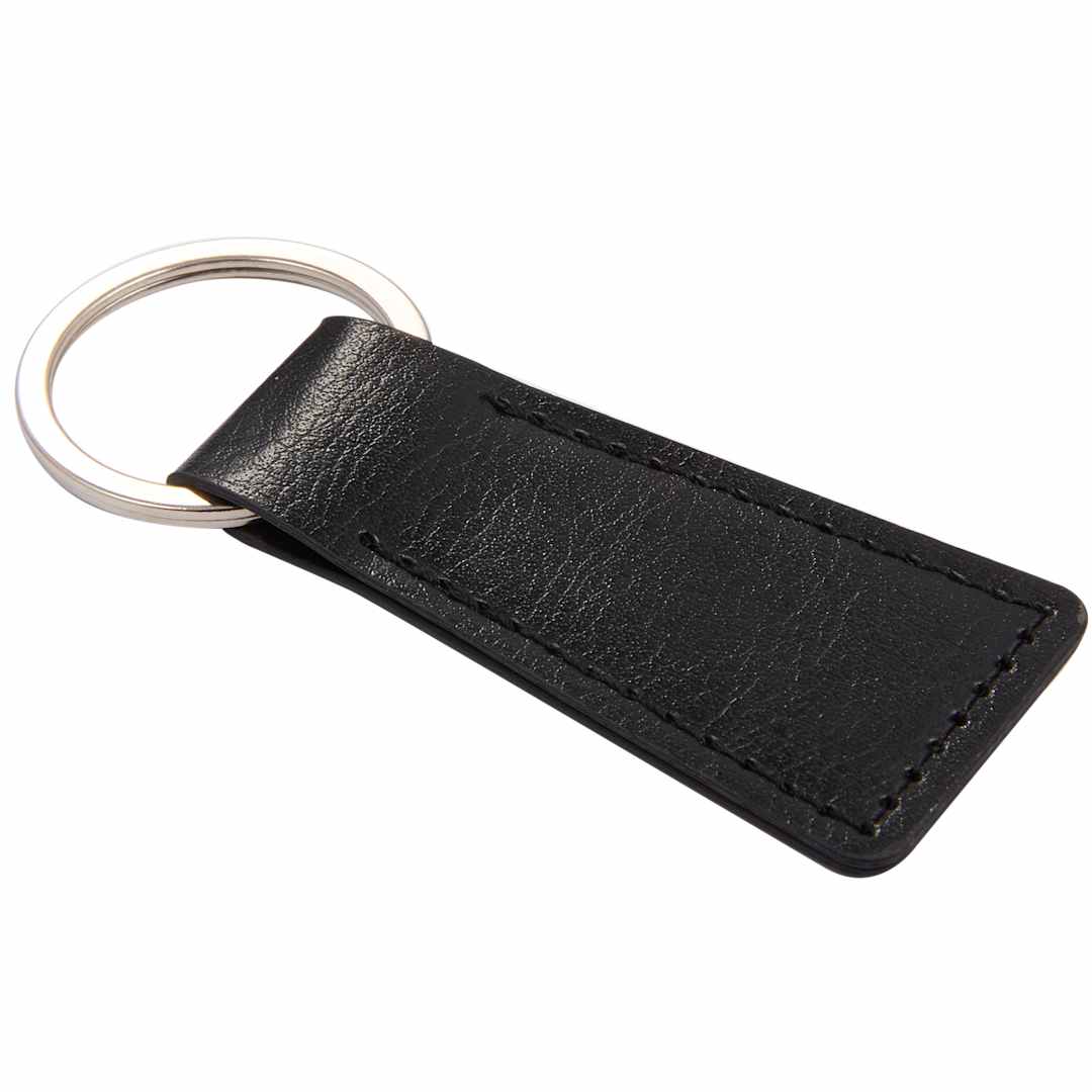 Front View of Black Budget Recycled Keychain plain
