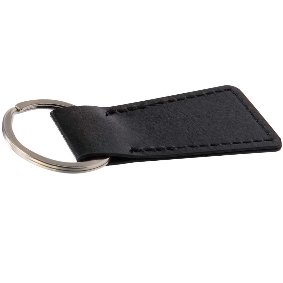 Front View of Black Budget Recycled Keychain plain