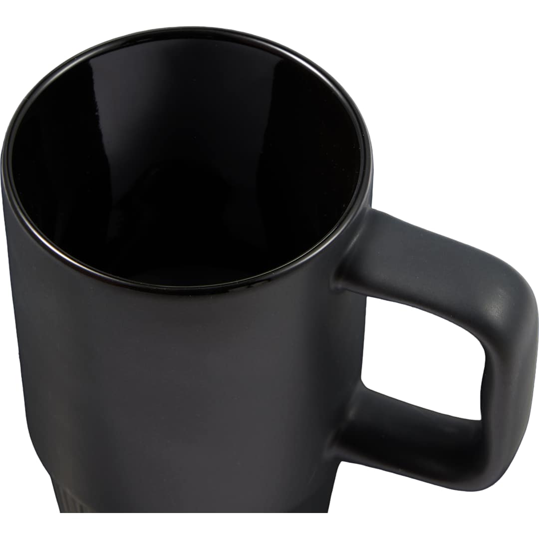 Front View of Black Camden 13oz Ceramic Mug w/ Lid