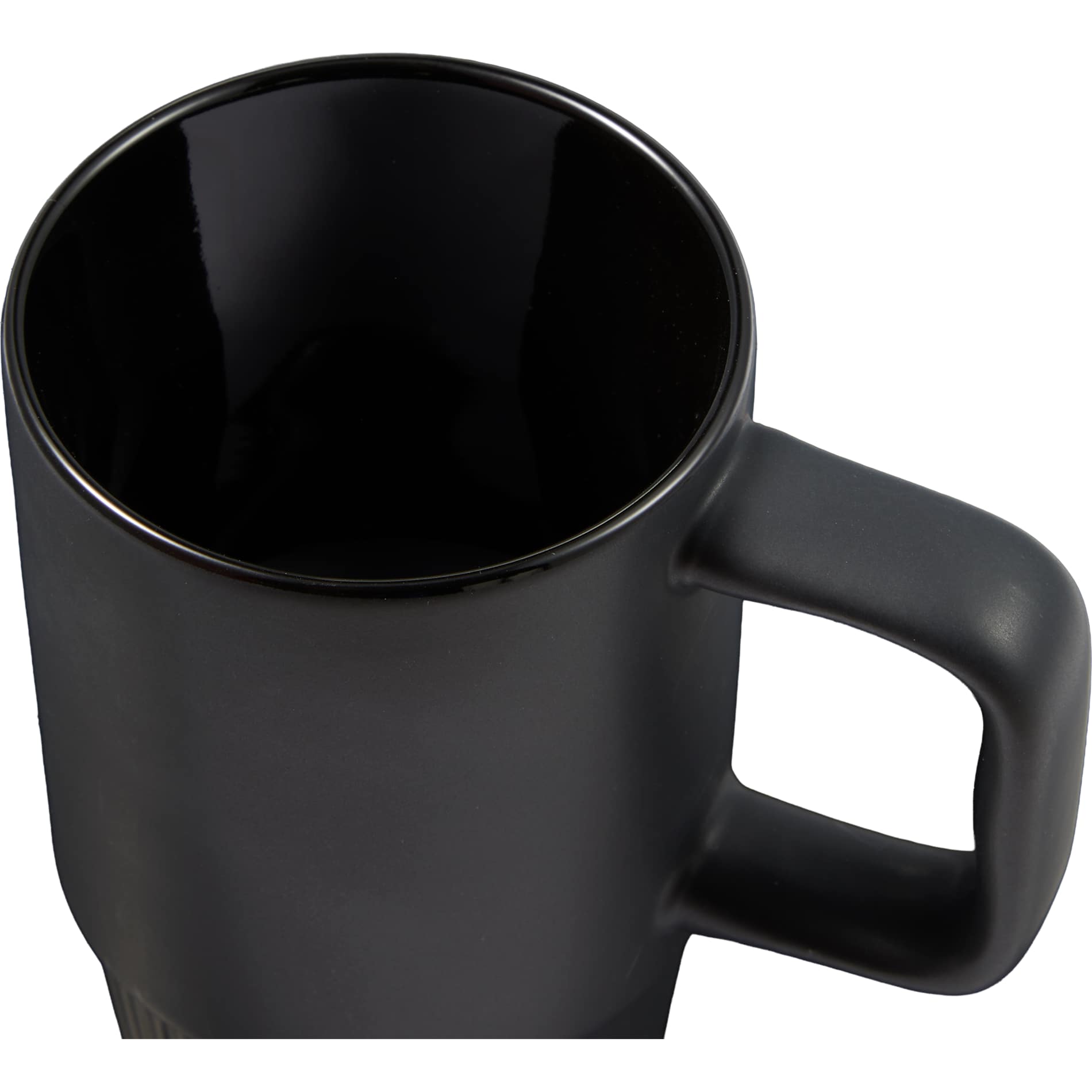 Front View of Black Camden 13oz Ceramic Mug w/ Lid