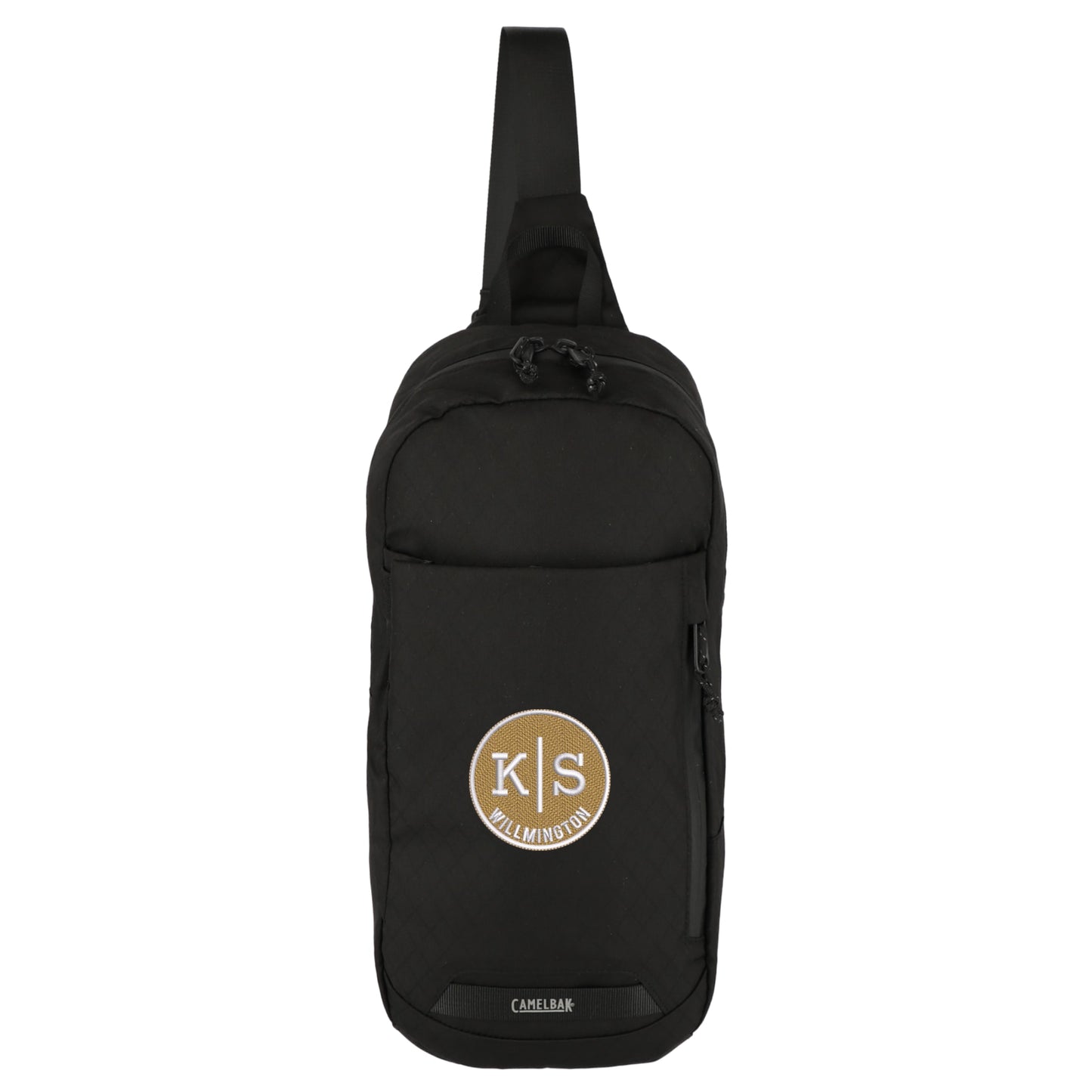 Front View of Black Camelbak Arete Light Sling Backpack
