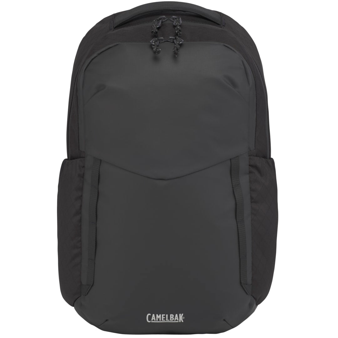 Front View of Black CamelBak DEN 15" Laptop Backpack plain