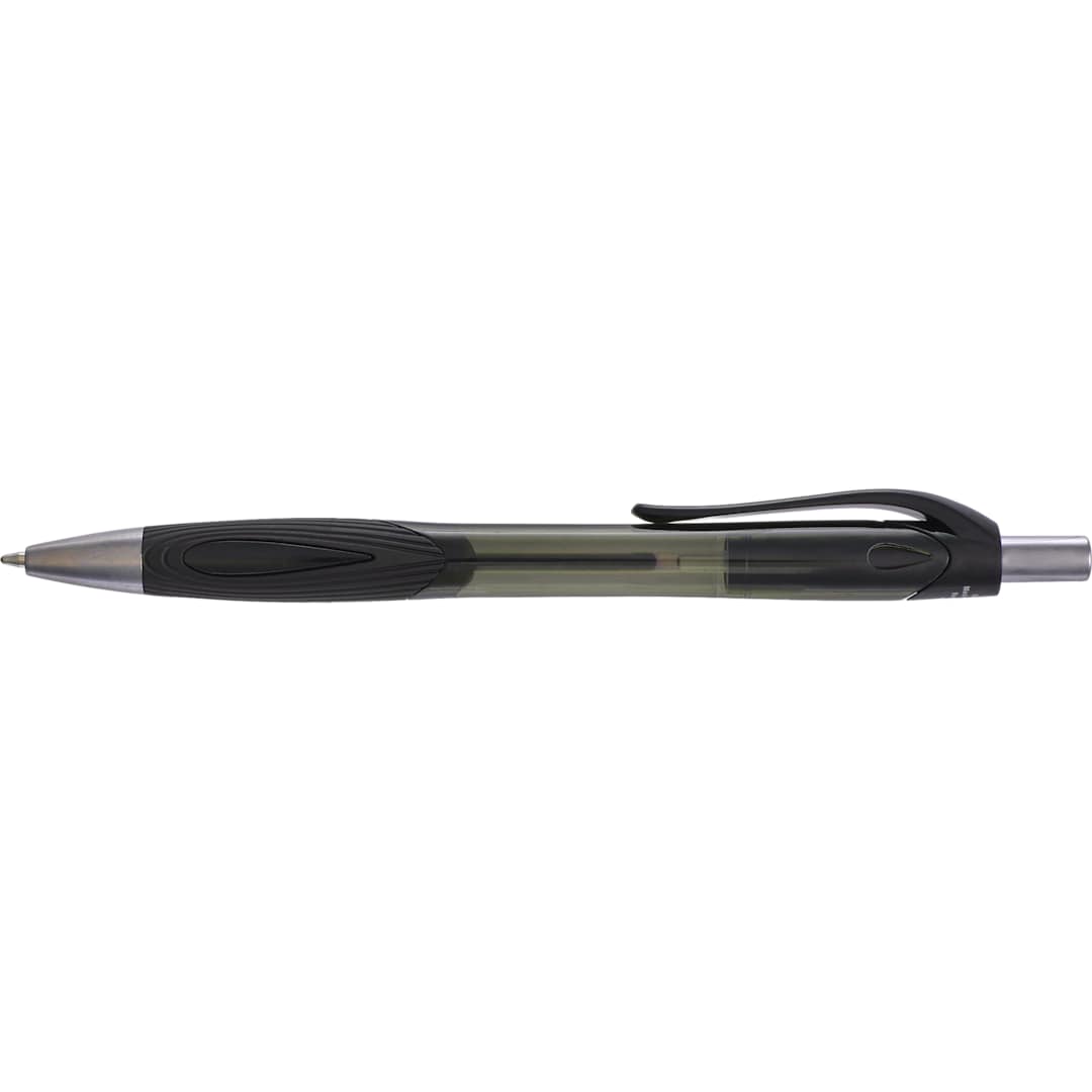 Front View of Black Carlow Recycled Gel Pen plain