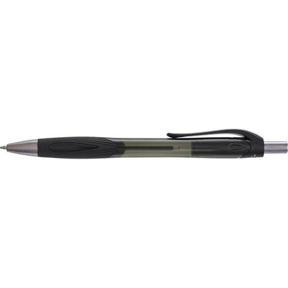 Front View of Black Carlow Recycled Gel Pen plain